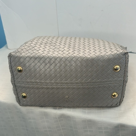 LULU DHARMA #41380 Grey Leather Woven Large Tote Bag | eBay Calzaiuoli leather factory woven leather tote in neutral grey
